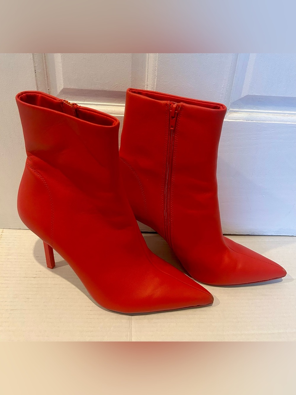 Steve Madden Red Pointed-Toe Ankle Boots